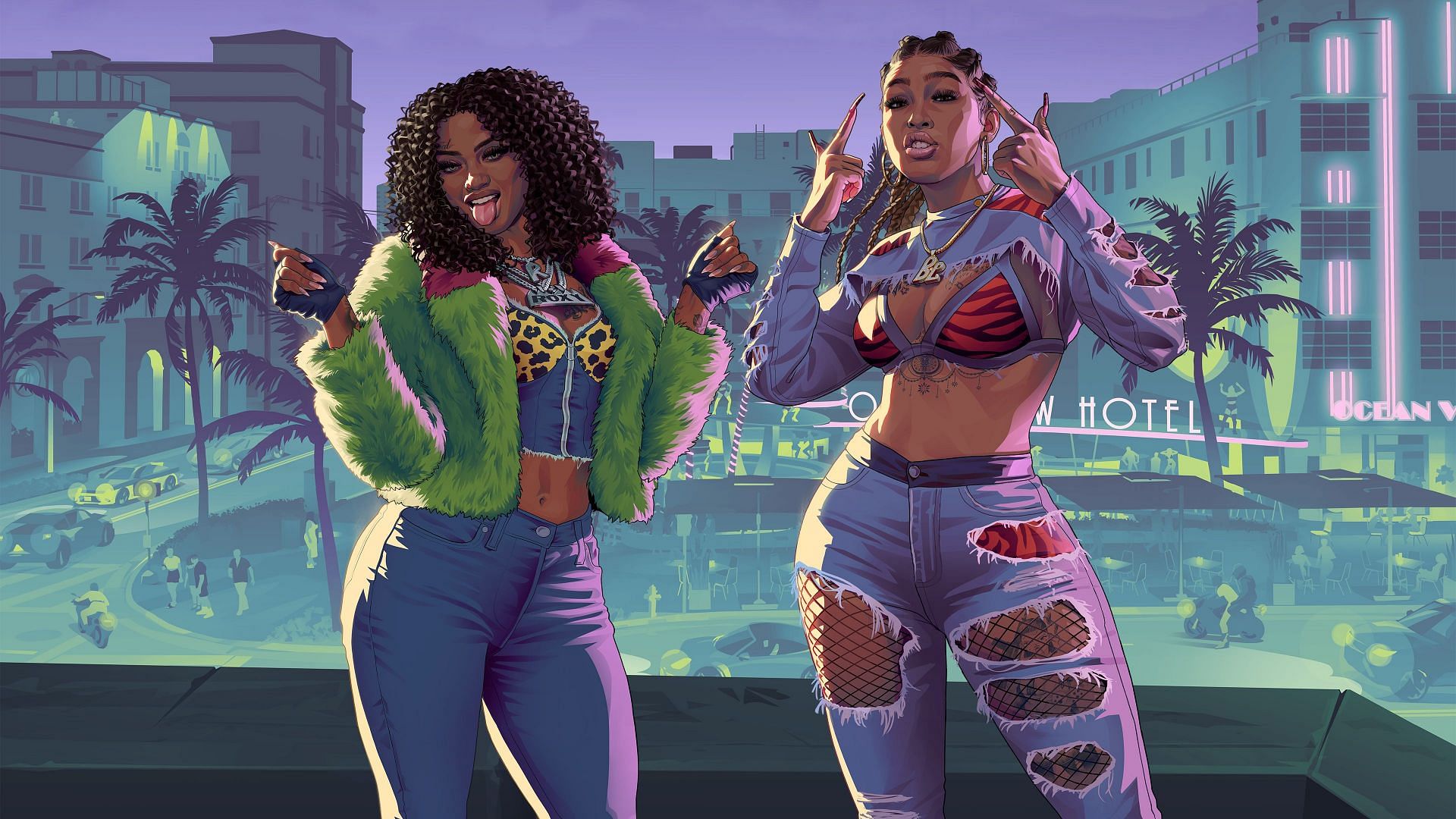 GTA 6 characters Roxy and Bae Luxe form the Real Dimez rap duo (Image via Rockstar Games)